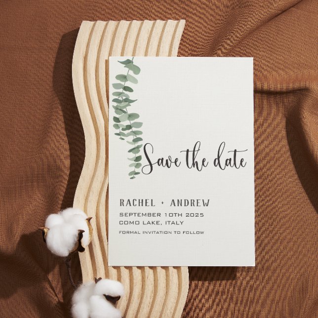 Eucalyptus botanical Wedding elegant modern simple Save The Date (Creator Uploaded)