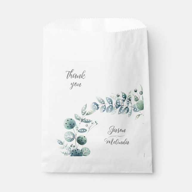 Eucalyptus Botanical Wedding Favor Bag (Front)