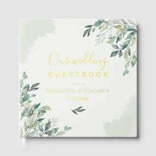 Eucalyptus Botanical Wedding Gold Foil Guest Book