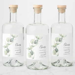 Eucalyptus Botanical Wedding Liquor Bottle Label