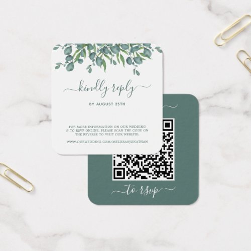 Eucalyptus Botanical Wedding Website QR Code RSVP