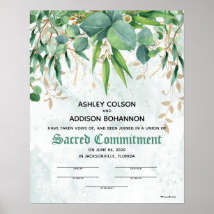 Eucalyptus Botannical ♥ Wedding Certificate Poster