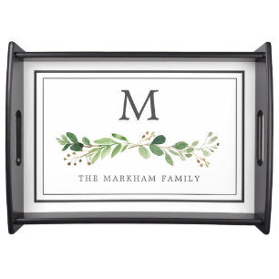 Eucalyptus Bough Family Monogram Serving Tray