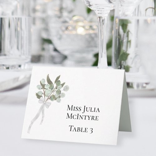 Eucalyptus Bouquet Wedding DIY Fold Place Card