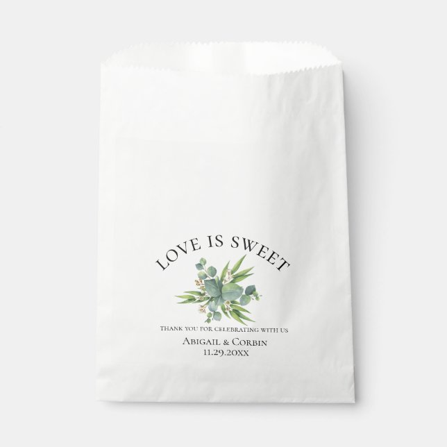 Eucalyptus Bouquet Wedding Favor Bag (Front)