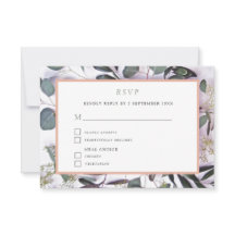 Eucalyptus Bouquet with Pink Border Wedding RSVP