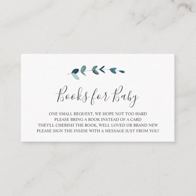 Eucalyptus Branch Books for Baby Insert Card (Front)