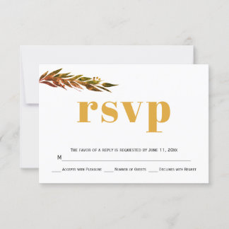 Eucalyptus branch, fall colors wedding RSVP card