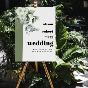 Eucalyptus branch, flowers WELCOME wedding Foam Board