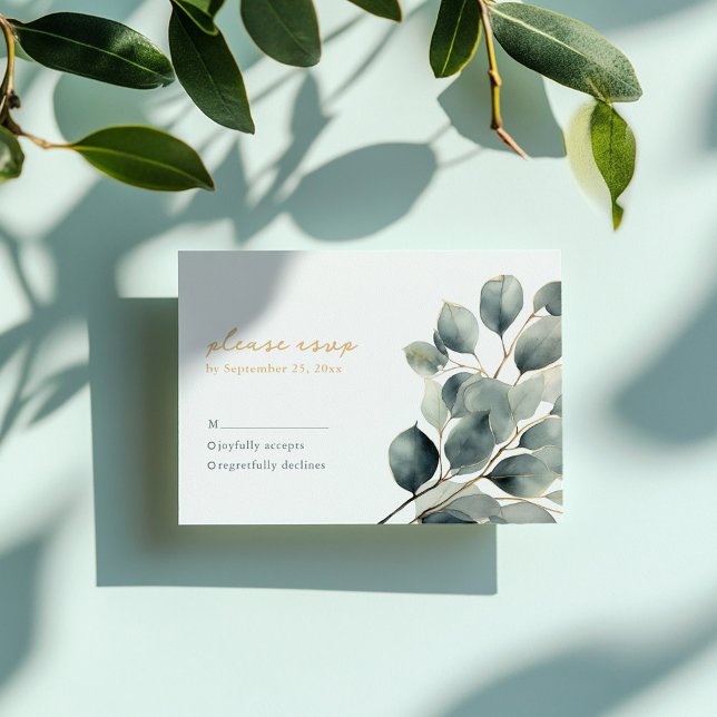 Eucalyptus branch green leaves wedding rsvp card (Eucalyptus branch green leaves wedding rsvp card)