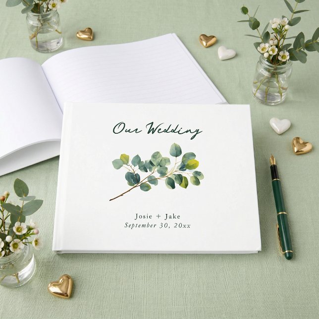 Eucalyptus branch green wedding guest book (Eucalyptus branch green wedding guest book)