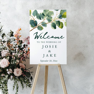 Eucalyptus branch green wedding welcome entrance foam board