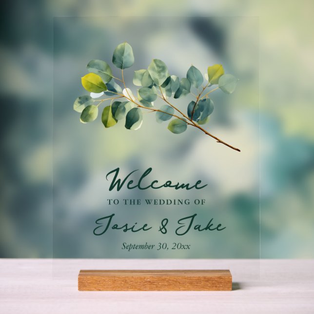 Eucalyptus branch green welcome sign (Neutral)