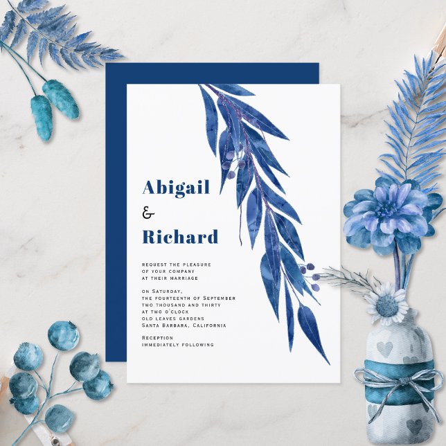 Eucalyptus branch in blue winter wedding invitation (Creator Uploaded)