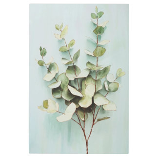 eucalyptus branch metal print