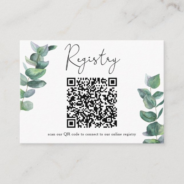 Eucalyptus branch - QR code for registry Enclosure Card (Front)