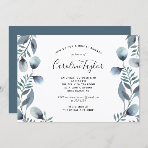 Eucalyptus Branch Simple Floral Bridal Shower Invitation