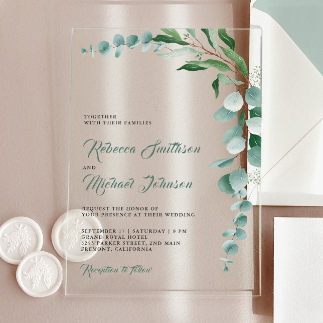 Eucalyptus Branch Wedding Acrylic Invitations (Creator Uploaded)