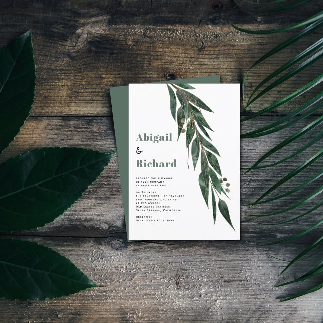 Eucalyptus branch with leaves winter wedding invitation (Creator Uploaded)