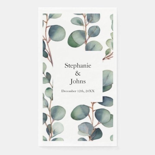 Eucalyptus Branches Dusty Blue Greenery Wedding Paper Guest Towels