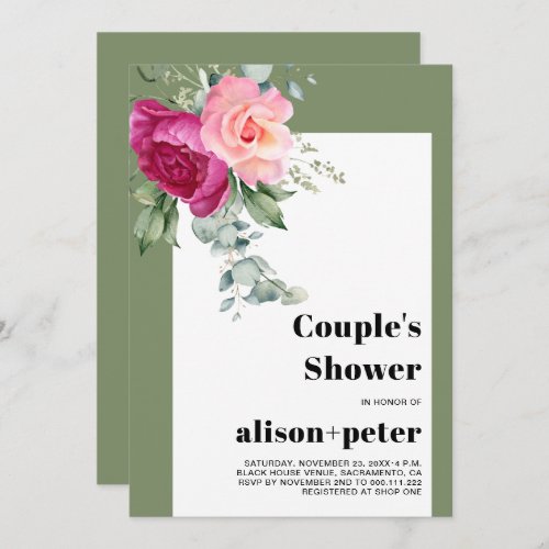 Eucalyptus branches flowers couples shower invitation