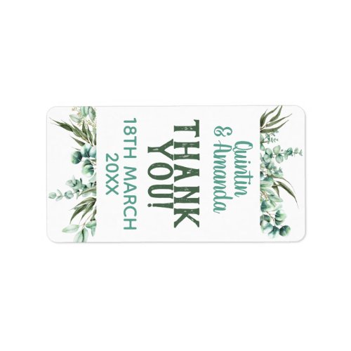 Eucalyptus Branches Leaves Wedding Party Favor Label