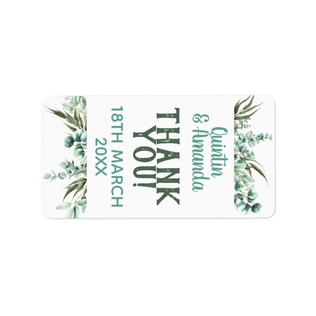 Eucalyptus Branches Leaves Wedding Party Favor Label (Front)