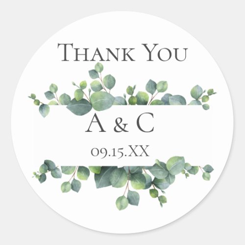 Eucalyptus Branches Personalized Favor Classic Round Sticker