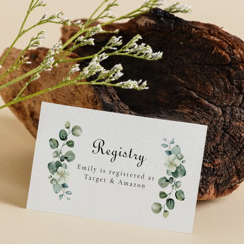 Eucalyptus Bridal Baby Shower Wedding Registry Business Card