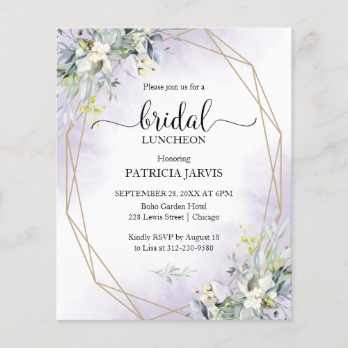 Eucalyptus Bridal Luncheon Budget Invitation