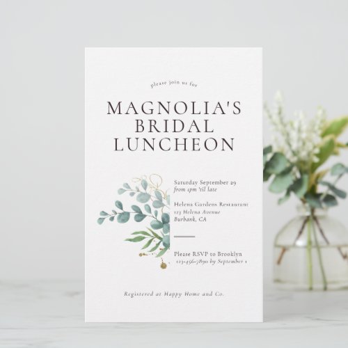 Eucalyptus Bridal Luncheon Budget Linen Invitation