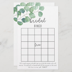 Eucalyptus - bridal shower bingo game