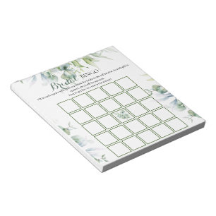 Eucalyptus Bridal Shower Bingo Game Notepad