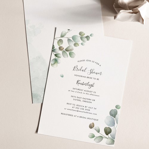 Eucalyptus Bridal Shower Budget Invitation