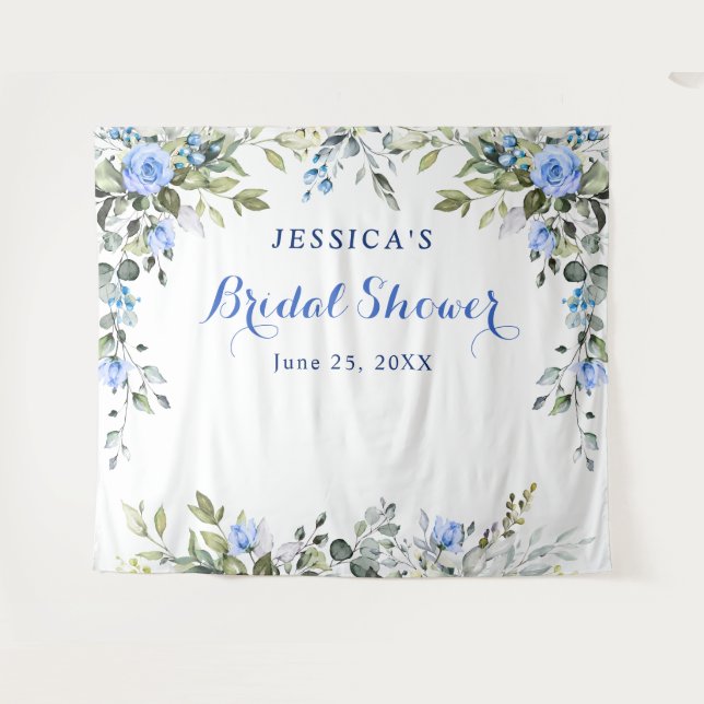 Eucalyptus Bridal Shower Chic Photo Booth Backdrop (Front (Horizontal))