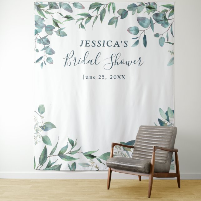 Eucalyptus Bridal Shower Chic Photo Booth Backdrop (In Situ)
