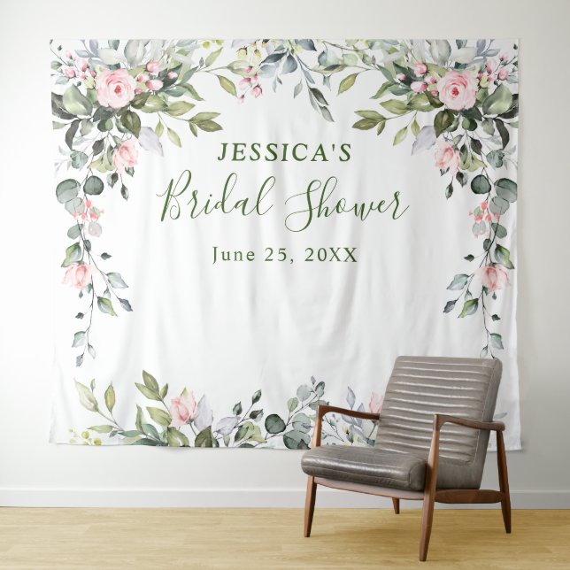 Eucalyptus Bridal Shower Chic Photo Booth Backdrop (In Situ (Horizontal))