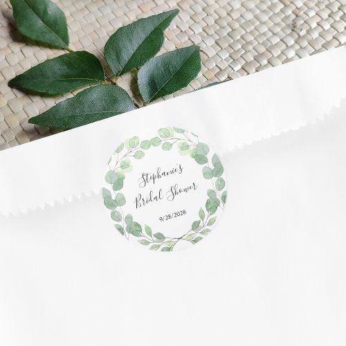 Eucalyptus Bridal Shower Classic Round Sticker