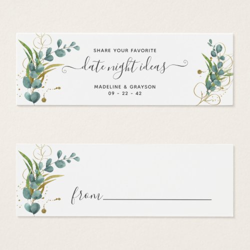 Eucalyptus Bridal Shower Date Night Card 