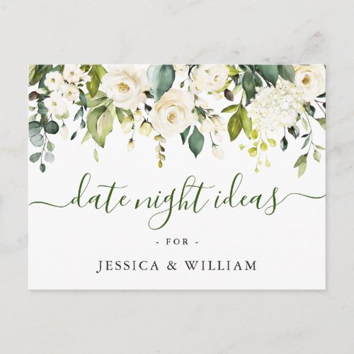 Eucalyptus Bridal Shower Date Night Idea Card