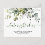 Eucalyptus Bridal Shower Date Night Idea Card<br><div class="desc">For further customization,  please click the "customize further" link and use our design tool to modify this template. 
If you need help or matching items,  please contact me.</div>