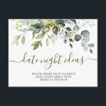Eucalyptus Bridal Shower Date Night Idea Card<br><div class="desc">For further customization,  please click the "customize further" link and use our design tool to modify this template. 
If you need help or matching items,  please contact me.</div>