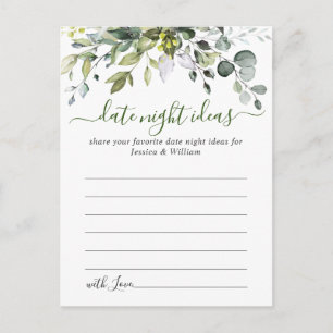 Eucalyptus Bridal Shower Date Night Ideas Card