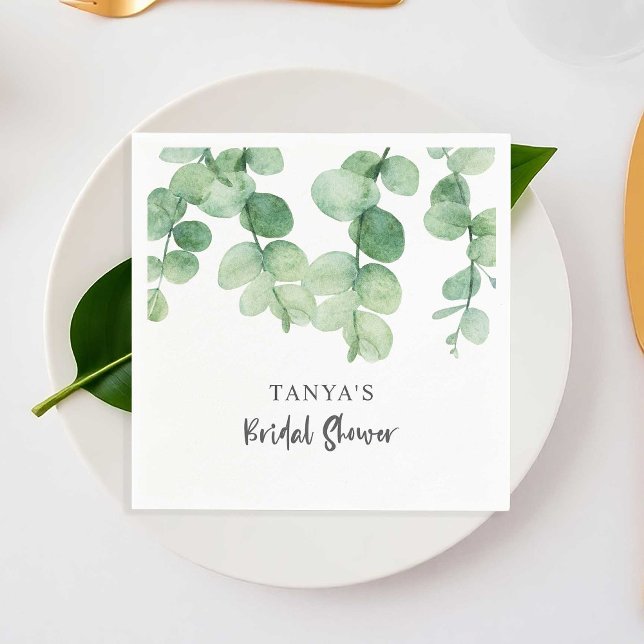 Eucalyptus Bridal Shower Elegant Custom Napkins (Creator Uploaded)