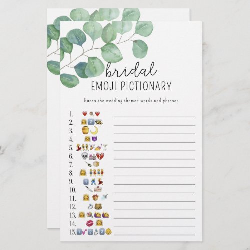 Eucalyptus _ bridal shower emoji pictionary game