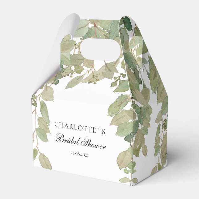 Eucalyptus Bridal Shower Favor Boxes (Front Side)