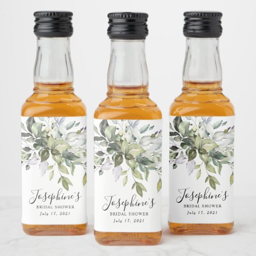 Eucalyptus Bridal Shower Favor Liquor Bottle Label