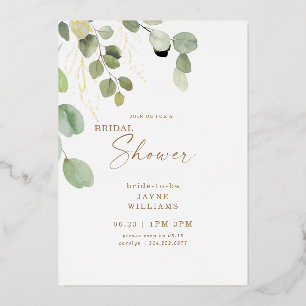 Eucalyptus Bridal Shower Gold Foil Invitation