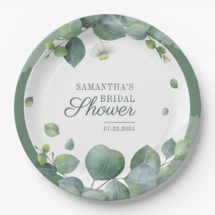 Eucalyptus Bridal Shower Greenery Botanical Paper Plates