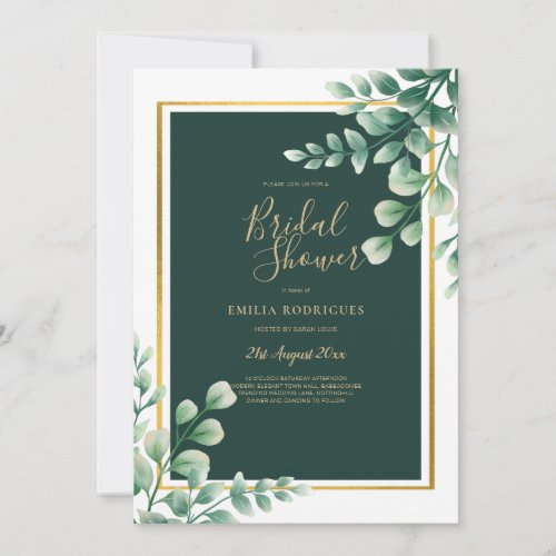 Eucalyptus BRIDAL SHOWER Greenery Gold QR Code Inv Invitation